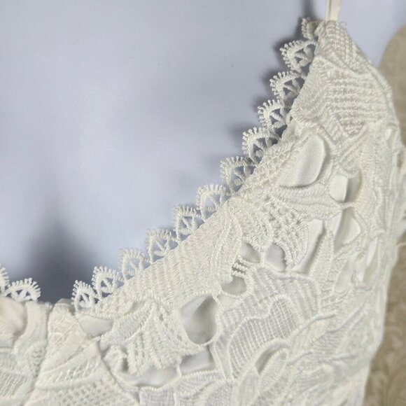 Lulu's Size XS "Nora Lee" White Lace Dress Adj Straps Exposed Back Zip Pockets - Picture 4 of 16